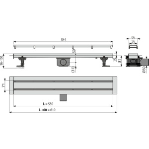 Купить Душевой трап (лоток) AlcaPlast APZ13-DOUBLE9-550 с решеткой и опорами в Москве с доставкой Душевой трап (лоток) AlcaPlast APZ13-DOUBLE9-550 с решеткой и опорами