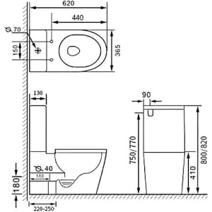 Унитаз-компакт SantiLine SL-5014SM-BD