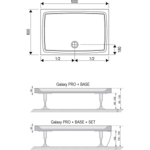 Поддон для душа Ravak Galaxy Pro Flat Gigant Pro 100х80