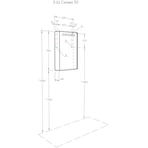 Зеркальный шкаф Aquaton Сильва 50 1A215502SIW6L дуб фьорд