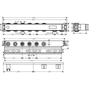 Скрытая часть термостатического смесителя для душа Hansgrohe RainSelect 15312180 с 4 кнопками
