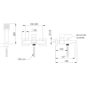 Смеситель для ванны с душем Remer Absolute AU02