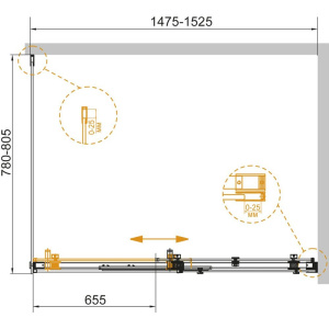 Душевой уголок Cezares Stylus Soft AH 1 150/80 C Cr