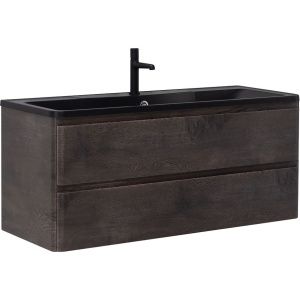 Тумба с раковиной BelBagno Albano 120 подвесная, rovere nature grigio, черная матовая раковина