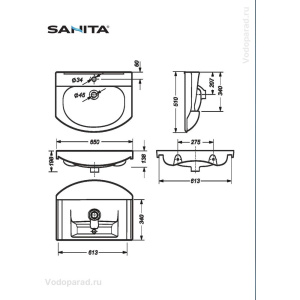 Раковина мебельная Sanita Лагуна 65 WB.FN/Laguna/65-C/WHT.G/S1 белая