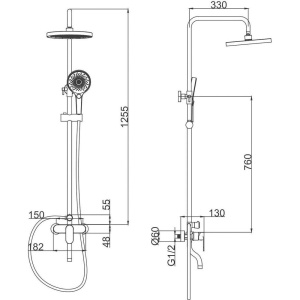 Душевая стойка Fashun A2485-35 золото