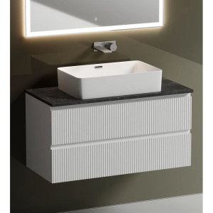 Тумба с раковиной Sancos Snob T 100 см, bianco, столешница черный мрамор, раковина CN5025