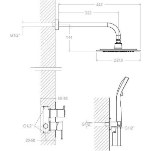Душевой комплект Ramonsoler Blautherm 941502RP240 С ВНУТРЕННЕЙ ЧАСТЬЮ, хром