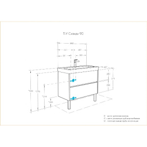 Тумба с раковиной Aquaton Сканди 90 1A2519K0SDB20 белая, дуб верона