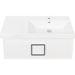 Тумба с раковиной La Fenice Cubo 90 R, белая, ручка черная