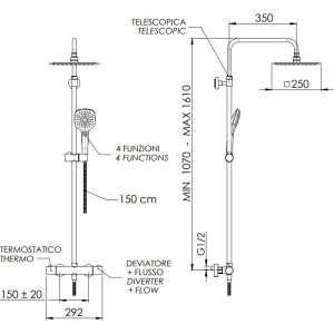 Купить Душевая стойка Remer Elegance EQ32A8CPUFD25G в Москве с доставкой Душевая стойка Remer Elegance EQ32A8CPUFD25G