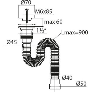 Купить Сифон для мойки Virplast Мини Элит 30986333 L800 в Москве с доставкой Сифон для мойки Virplast Мини Элит 30986333 L800