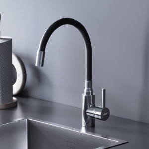 Смеситель для кухни Dorff Logic D3007622 хром, черный, с гибким изливом