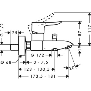 Купить Смеситель для ванны с душем Hansgrohe Metris 31480000 в Москве с доставкой Смеситель для ванны с душем Hansgrohe Metris 31480000