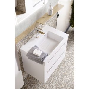 Тумба с раковиной Aqwella Cube 70 белая матовая