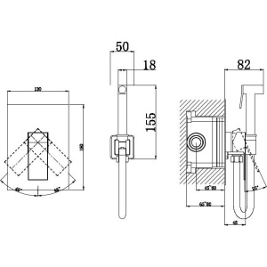 Гигиенический душ D&K Bayern.Liszt DA1515001 со смесителем, С ВНУТРЕННЕЙ ЧАСТЬЮ, хром