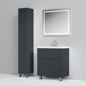 Купить Мебель для ванной AM.PM Gem 75 графит матовый, напольная, с 2 ящиками в Москве с доставкой Мебель для ванной AM.PM Gem 75 графит матовый, напольная, с 2 ящиками