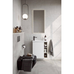 Тумба с раковиной Aqwella Alba 60 L, подвесная, светлый камень