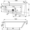 Акриловая ванна Vagnerplast Cavallo offset R 160x90 см, угловая, с каркасом, асимметричная