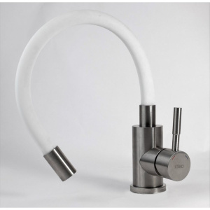 Смеситель для кухни ESKO Snake K44 W, хром, белый, с гибким изливом