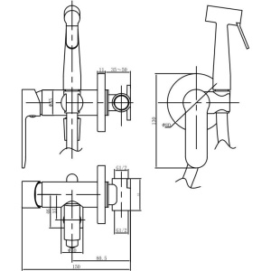 Гигиенический душ Aquanet Passion AF300-52B со смесителем, С ВНУТРЕННЕЙ ЧАСТЬЮ