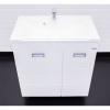 Тумба с раковиной Домино Cube 75 с бельевой корзиной, белая