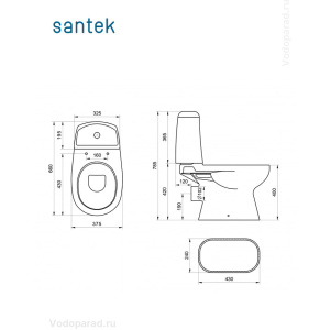 Унитаз-компакт напольный с бачком и сиденьем микролифт Santek Цезарь 1.WH30.1.746