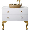Тумба с раковиной Armadi Art NeoArt 100 белая с ручками Moon золото, с ножками