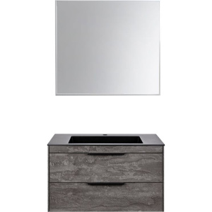 Тумба с раковиной Vincea Chiara 2D 80, 2 ящика, камень, с серой раковиной