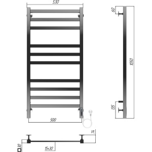 Полотенцесушитель электрический Terminus Ното П10 500х1050