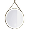 Зеркало круглое Jorno Wood 60, с подсветкой, кожаный ремень