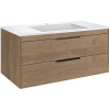 Тумба с раковиной Vincea Chiara 2D 100, 2 ящика, натуральный дуб, с белой раковиной