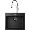 Комплект Мойка кухонная Ulgran U-104 -308 черная + Смеситель Domaci Равенна DCB 7012 сатин, с гибким изливом