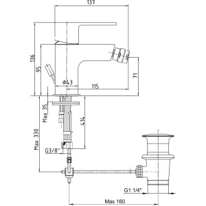 Смеситель для биде E.C.A. Nita 102110151EX