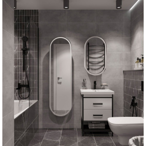 Шкаф-пенал STWORKI Мальмё МВК076, 45, с подсветкой, черный