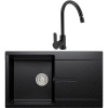 Комплект Мойка кухонная Polygran Gals 860 черная + Смеситель MEGA City MG-ZRV102-b черный