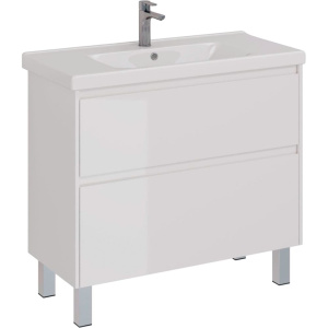 Купить Тумба с раковиной Lemark Combi 100, белая глянцевая в Москве с доставкой Тумба с раковиной Lemark Combi 100, белая глянцевая