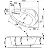 Акриловая ванна Vagnerplast Flora R 150x100 см, угловая, с каркасом, ультрабелая, асимметричная