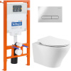 Комплект Унитаз подвесной BelBagno Acqua BB340CHR крышка BB2020SC, безободковый, с микролифтом + Система инсталляции для унитазов BelBagno BB002-80 с