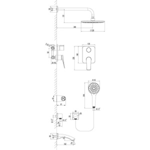 Душевой комплект Lemark Bronx LM3722BL С ВНУТРЕННЕЙ ЧАСТЬЮ, черный