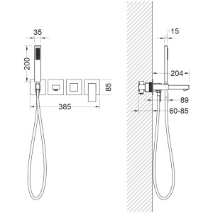 Смеситель для ванны с душем Timo Selene 2014/03YSM С ВНУТРЕННЕЙ ЧАСТЬЮ, черный