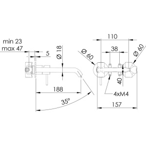 Смеситель для раковины Remer X Style X15PL С ВНУТРЕННЕЙ ЧАСТЬЮ, хром