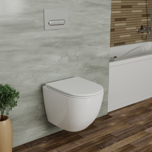 Унитаз подвесной D&K Matrix белый, безободковый, с микролифтом