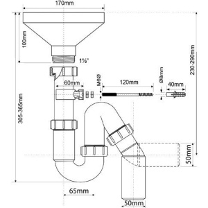 Сифон для раковины McAlpine HC8-FUN, с разрывом струи