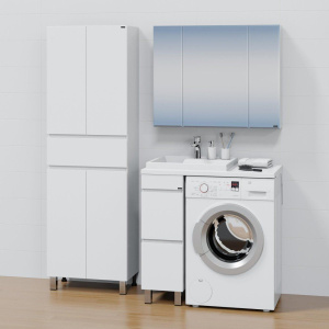 Купить Тумба с раковиной СаНта Марс 29 L под стиральную машину, напольная, 2 ящика, светлая в Москве с доставкой Тумба с раковиной СаНта Марс 29 L под стиральную машину, напольная, 2 ящика, светлая