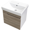 Тумба с раковиной DIWO Воронеж 50 подвесная, ореховый дубослив, с сифоном