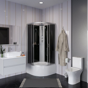 Душевая кабина Niagara Classic NG-2509-14BKT, 100х100 см, без крыши, с тропическим  душем