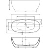 Акриловая ванна Vincea VBT-405-1700MW 170x80 см, отдельностоящая, овальная, с каркасом, со сливом-переливом, белая матовая