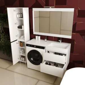 Тумба с раковиной Style Line Даллас 120, Люкс Plus подвесная, белая R