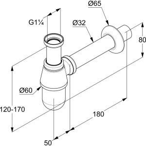 Купить Сифон для раковины Kludi 1010505-00, бутылочный в Москве с доставкой Сифон для раковины Kludi 1010505-00, бутылочный